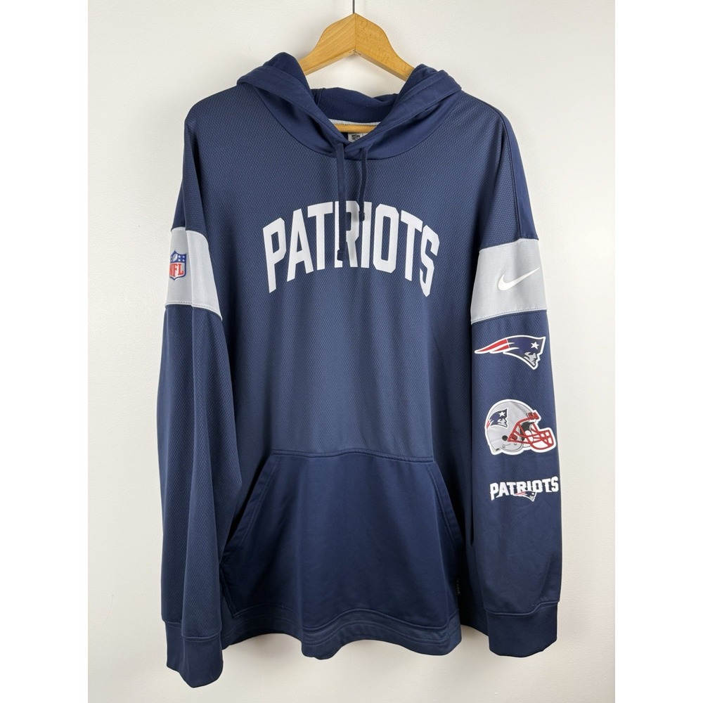 Nike Dri-Fit NFL On-field Patriots Hoodie Navy XXL New England Football